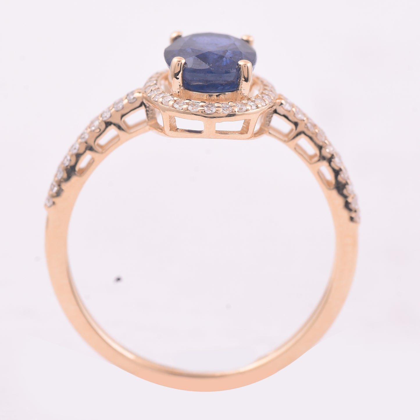 2.08 Ct Oval Mixed Cut Natural Sapphire 14K Gold Ring