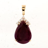9.42 Ct Pear Ruby 14K Gold Pendant