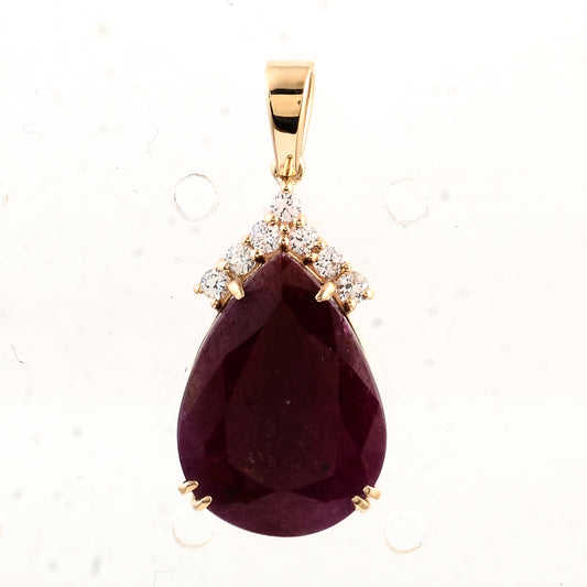 9.42 Ct Pear Ruby 14K Gold Pendant