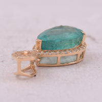 3.36 Ct Pear Mixed Cut Natural Emerald 14K Gold Pendant