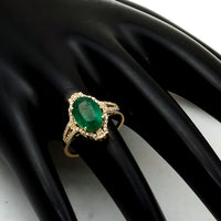 2.69 Ct Oval Natural Emerald 14K Gold Ring