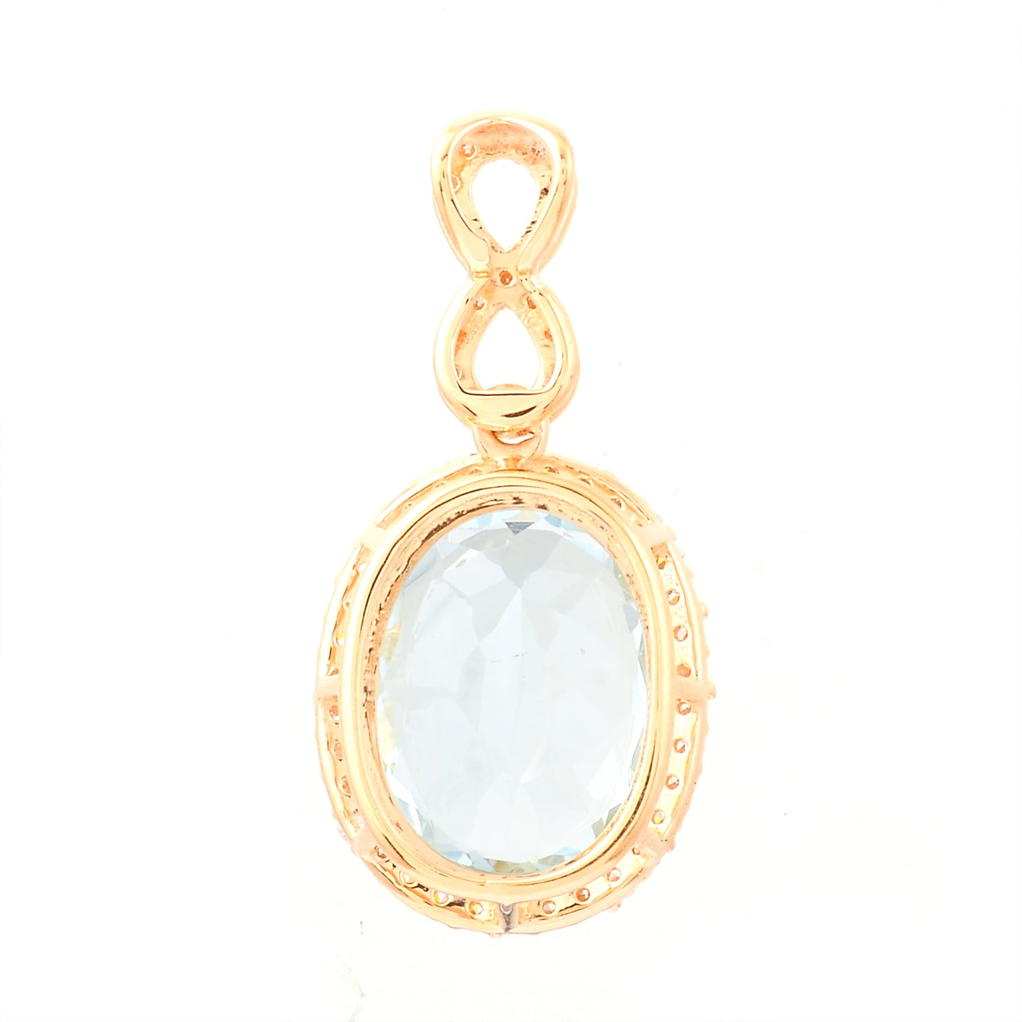 3.27 Ct Oval Mixed Cut Natural Aquamarine 14K Gold Pendant