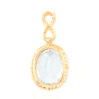 3.27 Ct Oval Mixed Cut Natural Aquamarine 14K Gold Pendant