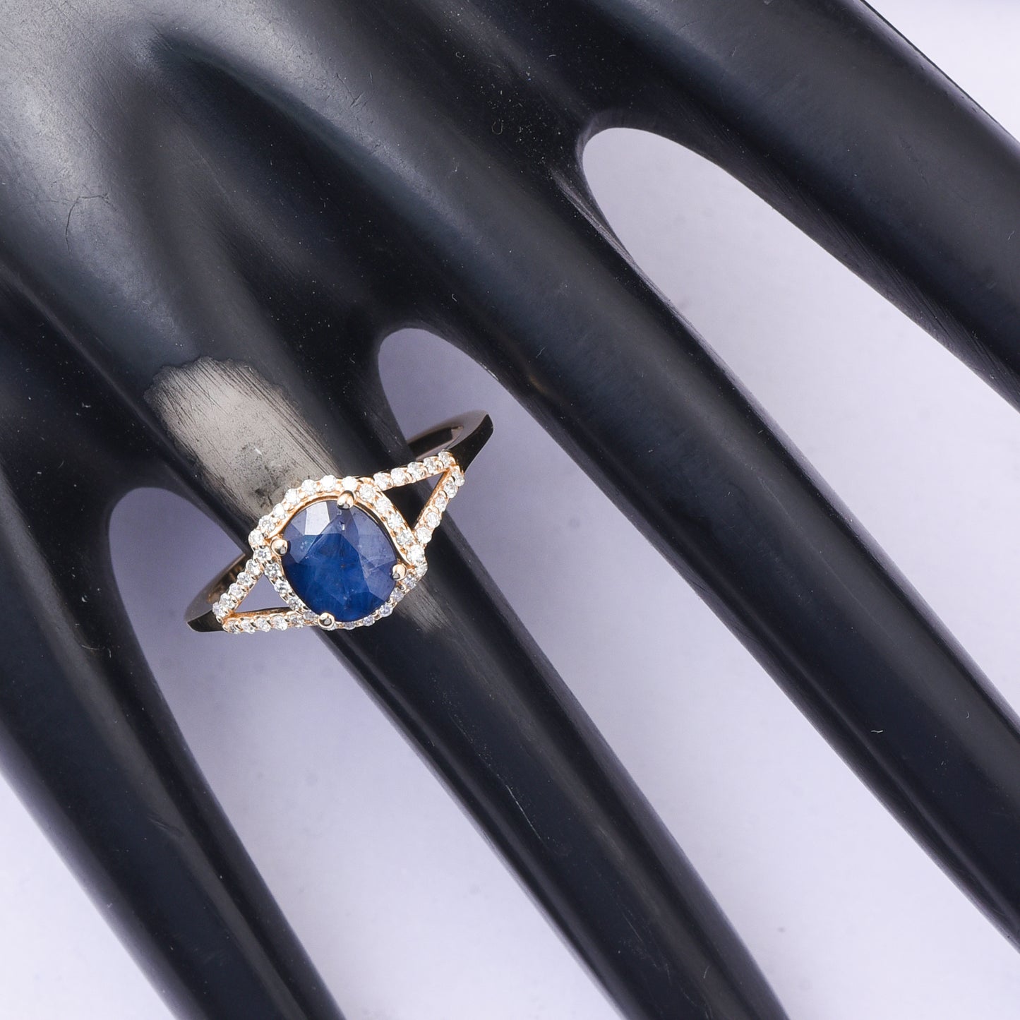 1.79 Ct Oval Mixed Cut Natural Sapphire 14K Gold Ring