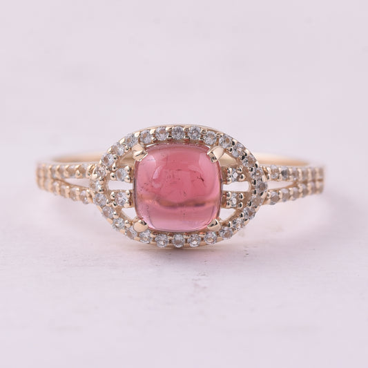 1.50 Ct Cushion Tourmaline 9K Gold Ring