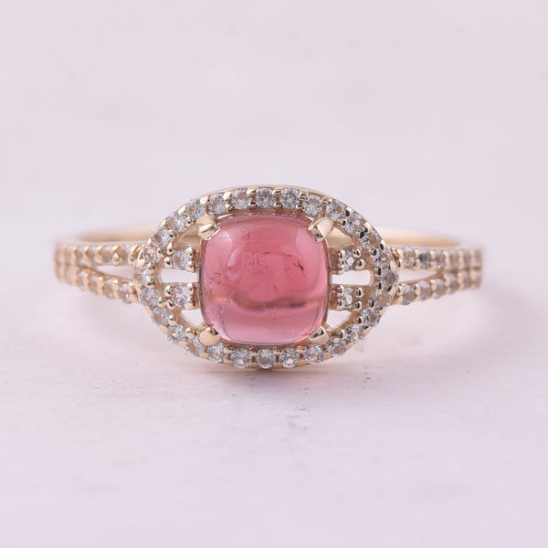 1.50 Ct Cushion Tourmaline 9K Gold Ring