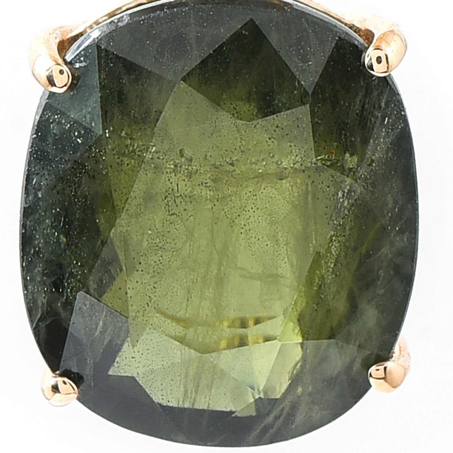 1.10 Ct Oval Mixed Cut Natural Green Sapphire 14K Gold Pendant