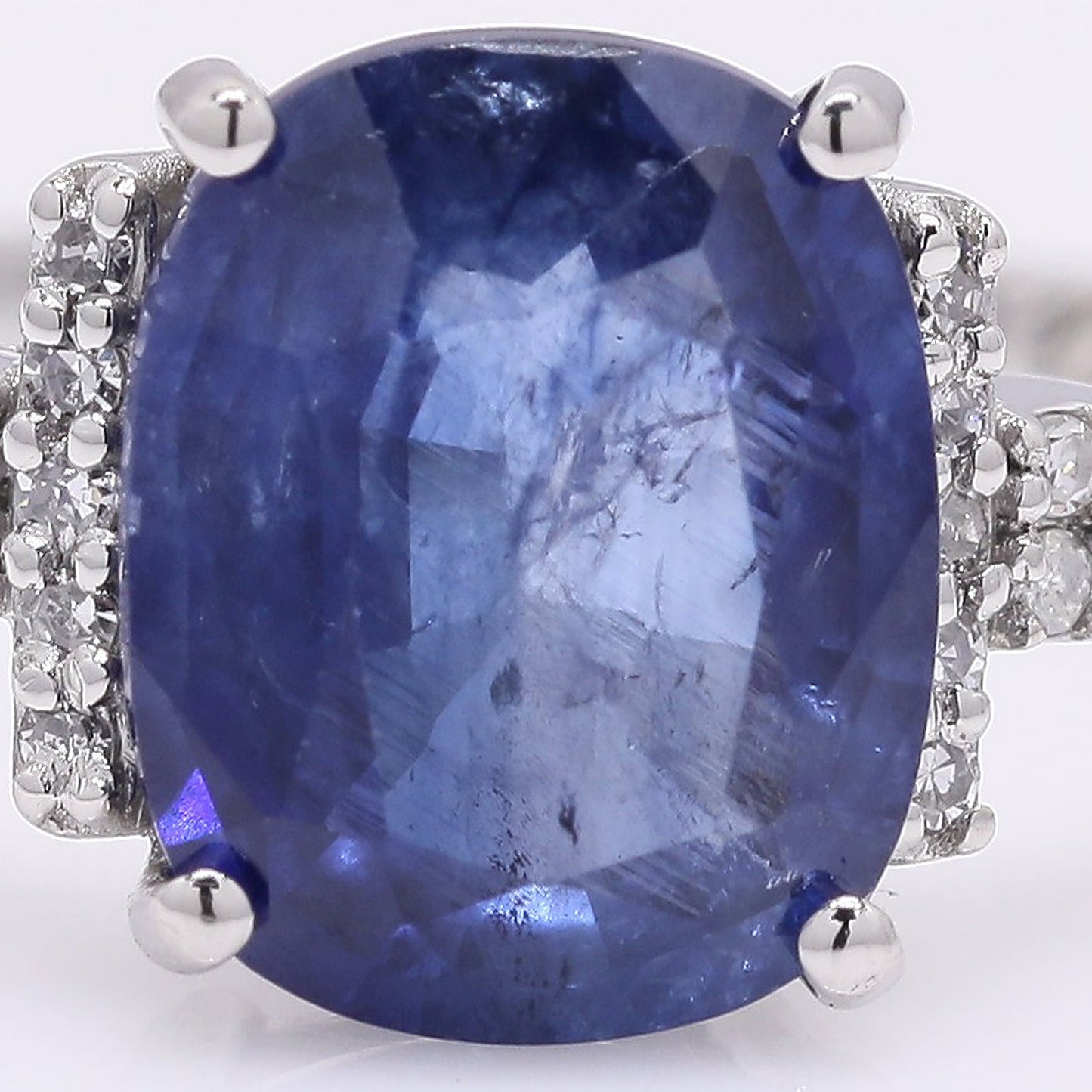 2.39 Ct Cushion Mixed Cut Natural Sapphire 950 Platinum Ring