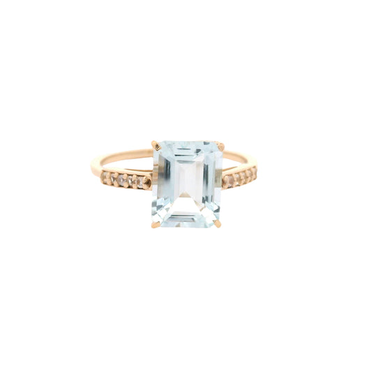 2.22 Ct Octagon Aquamarine 14K Gold Ring