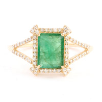 1.39 Ct Emerald Cut Natural Beryl Emerald 14K Gold Ring