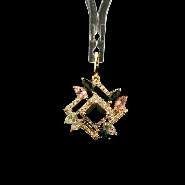 1.06 Ct Square Tourmaline 14K Gold Pendant
