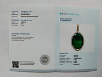7.23 Ct Oval Mixed Cut Natural Emerald 14K Gold Pendant