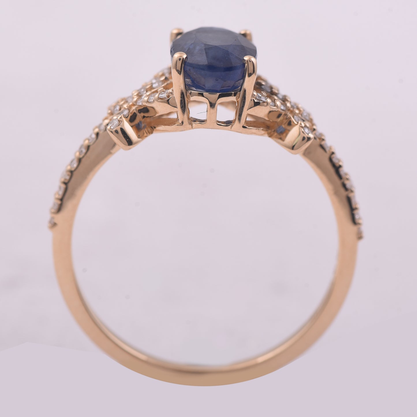 1.94 Ct Oval Mixed Cut Natural Sapphire 14K Gold Ring