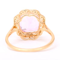 4.93 Ct Cushion Mixed Cut Natural Kunzite 14K Gold Ring