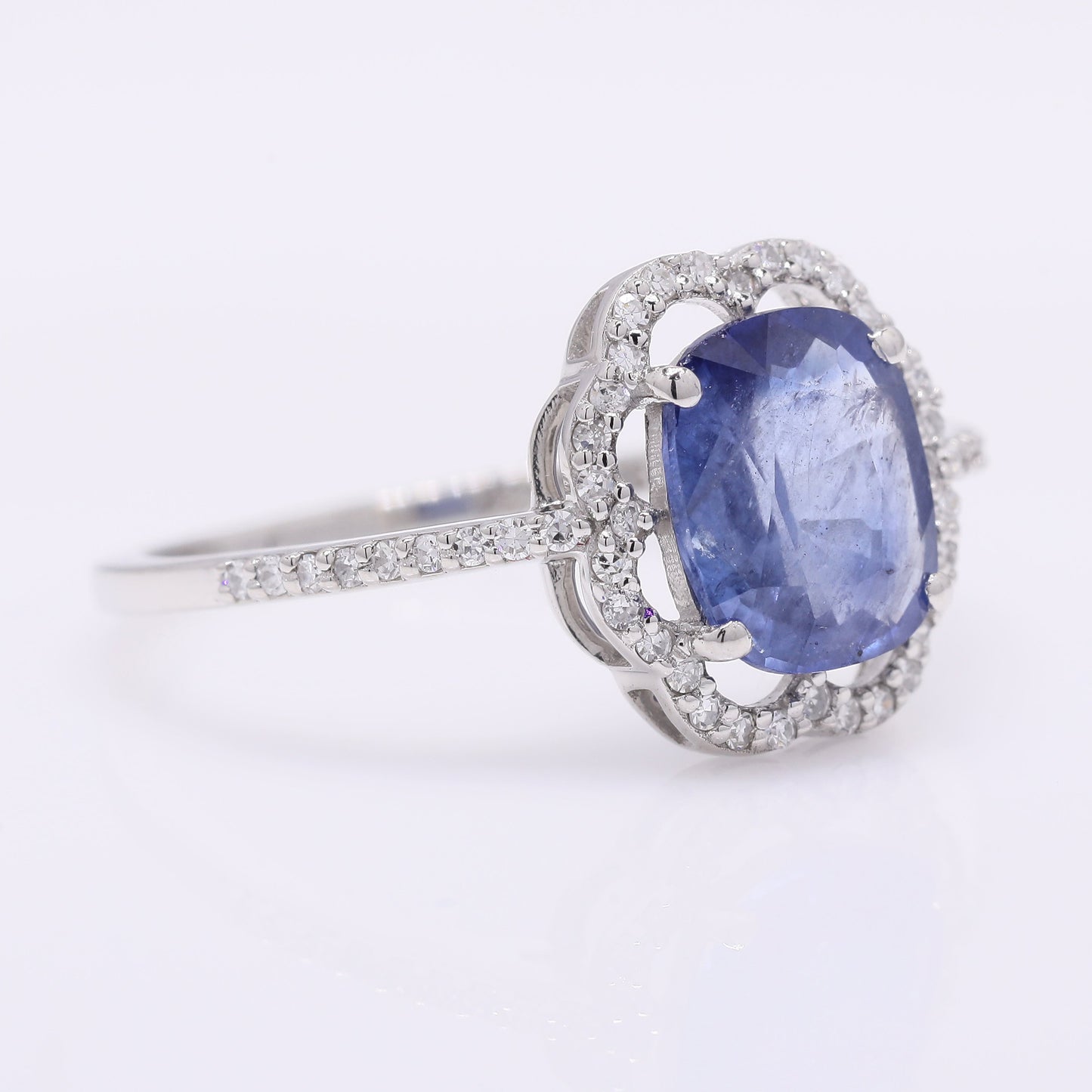 1.92 Ct Cushion Mixed Cut Natural Sapphire 950 Platinum Ring