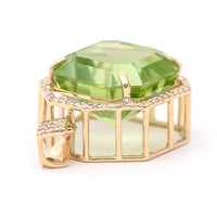10.30 Ct Octagon Natural Eridot 14K Gold Pendant