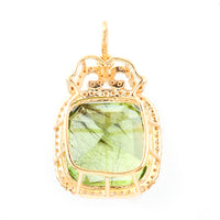 13.84 Ct Cushion Natural Eridot 14K Gold Pendant