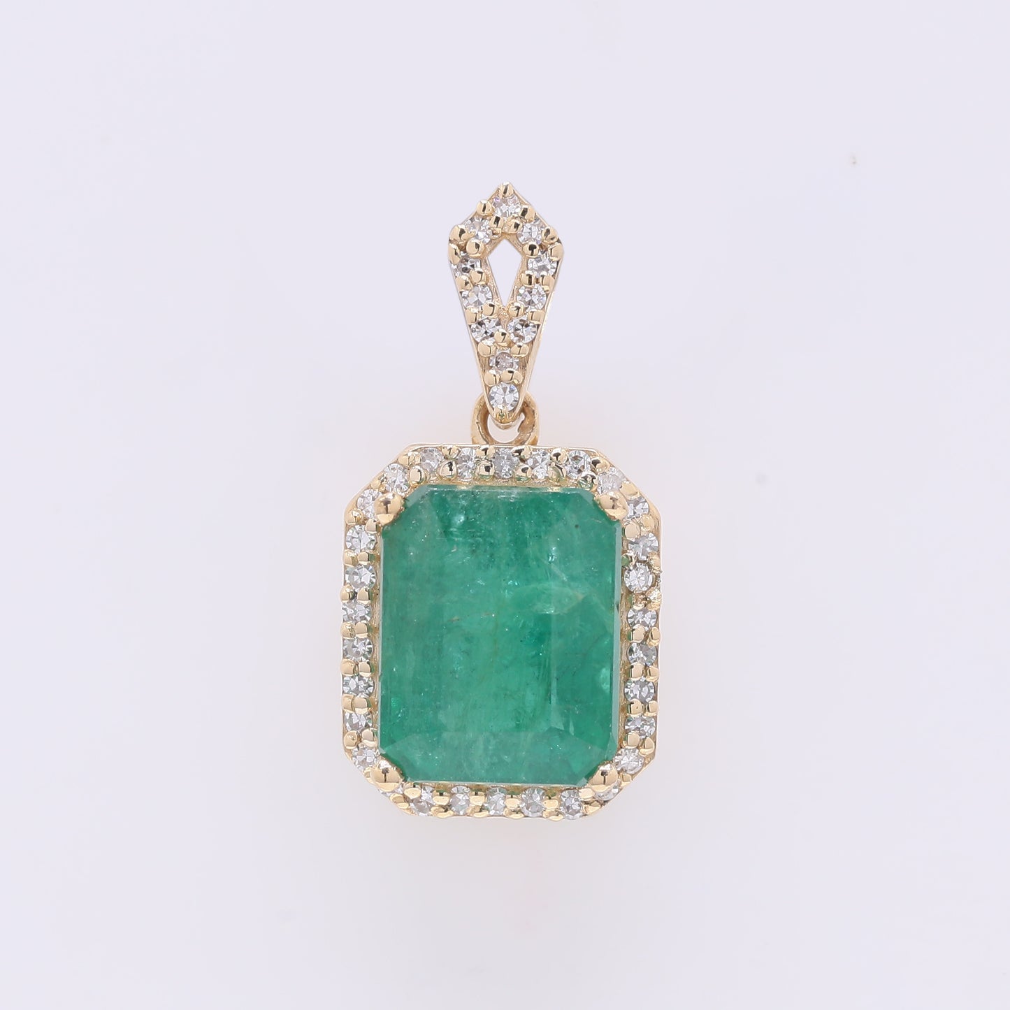 2.76 Ct Octagon Step Cut Natural Emerald 14K Gold Pendant