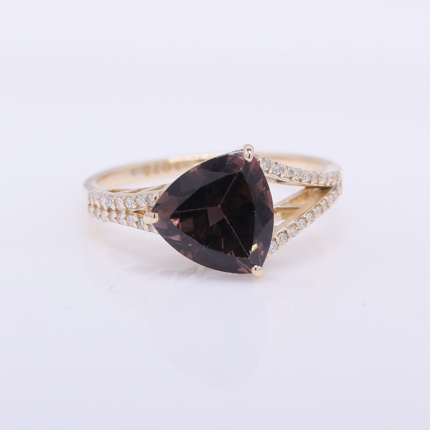 3.11 Ct Triangle Mixed Cut Natural Pink Tourmaline 14K Gold Ring