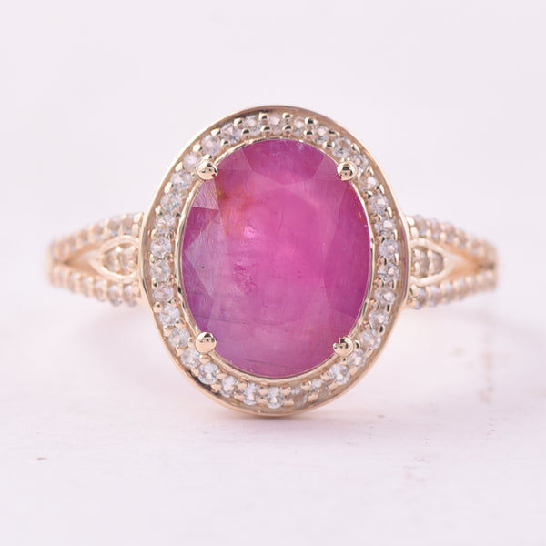 3.00 Ct Oval Ruby 9K Gold Ring
