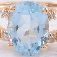 1.57 Ct Oval Natural Aquamarine 14K Gold Ring