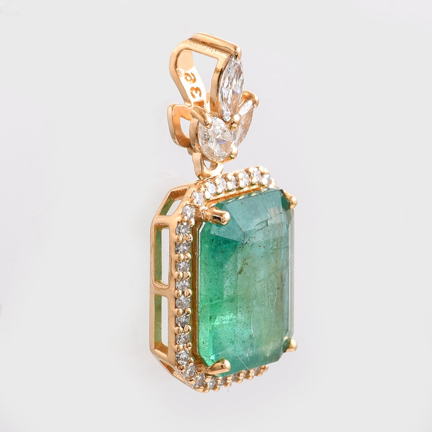 2.51 Ct Octagon Step Cut Natural Emerald 14K Gold Pendant