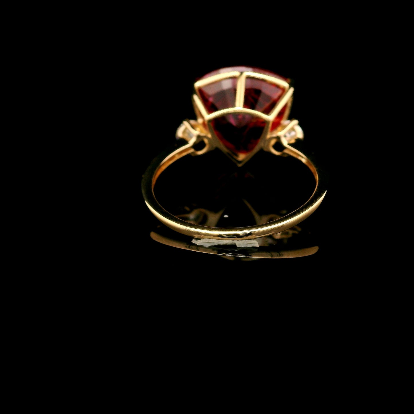 7.85 Ct Trillion Lab Grown Ruby 14K Gold Ring