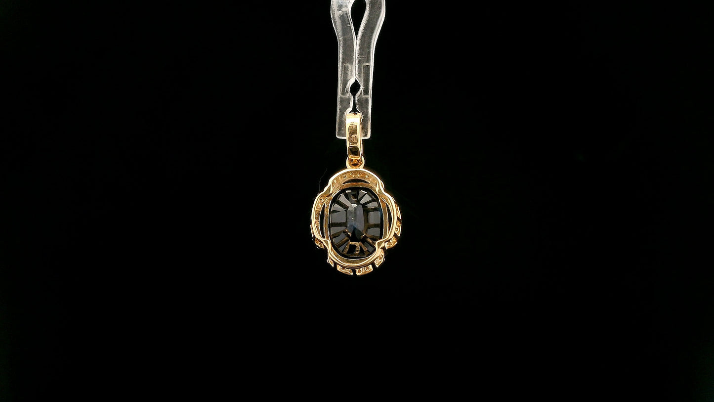 3.38 Ct Cushion Natural Sapphire 14K Gold Pendant