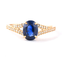 1.73 Ct Oval Mixed Cut Natural Sapphire 14K Gold Ring