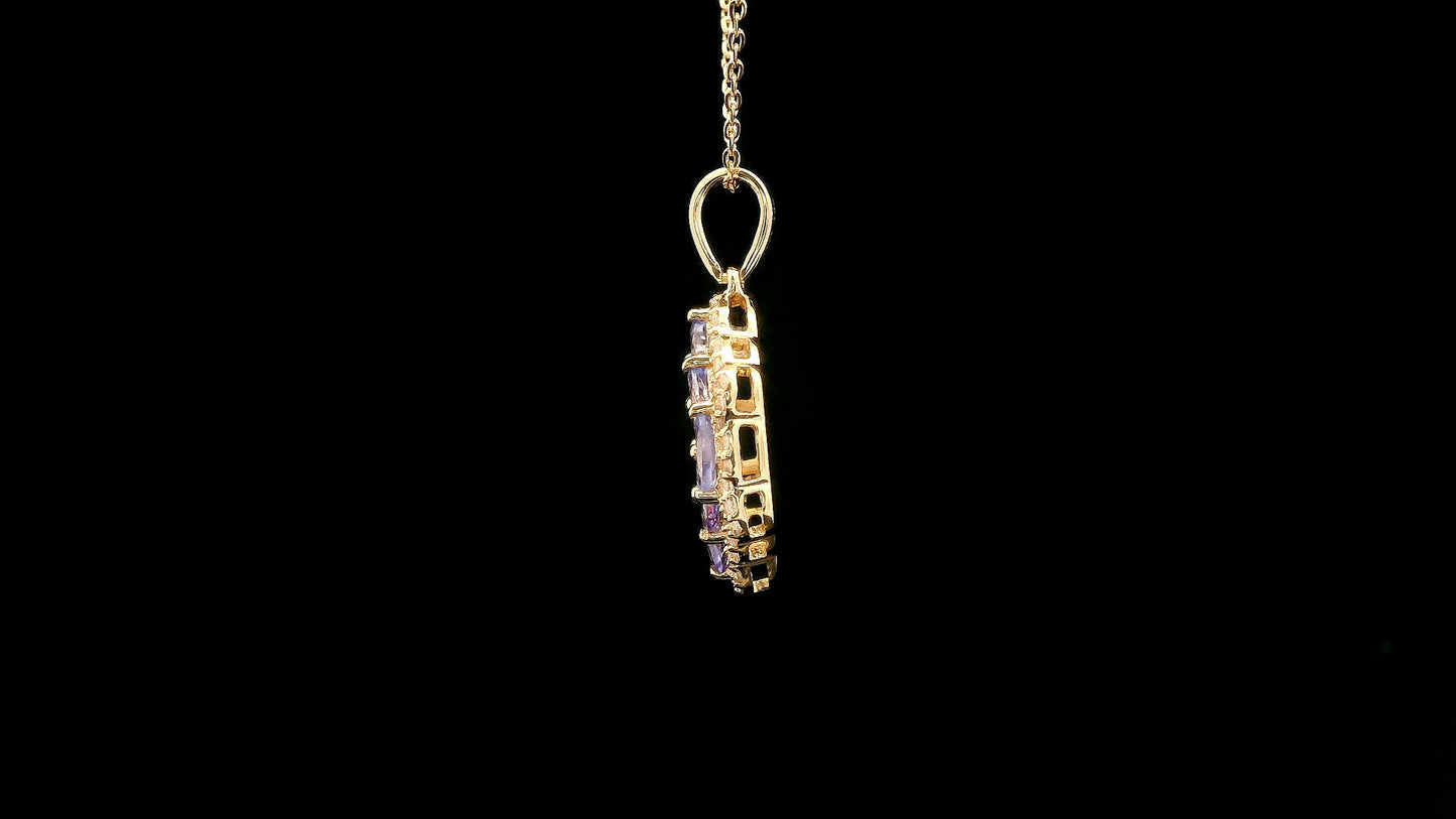 0.93 Ct Marquise Tanzanite 14K Gold Pendant