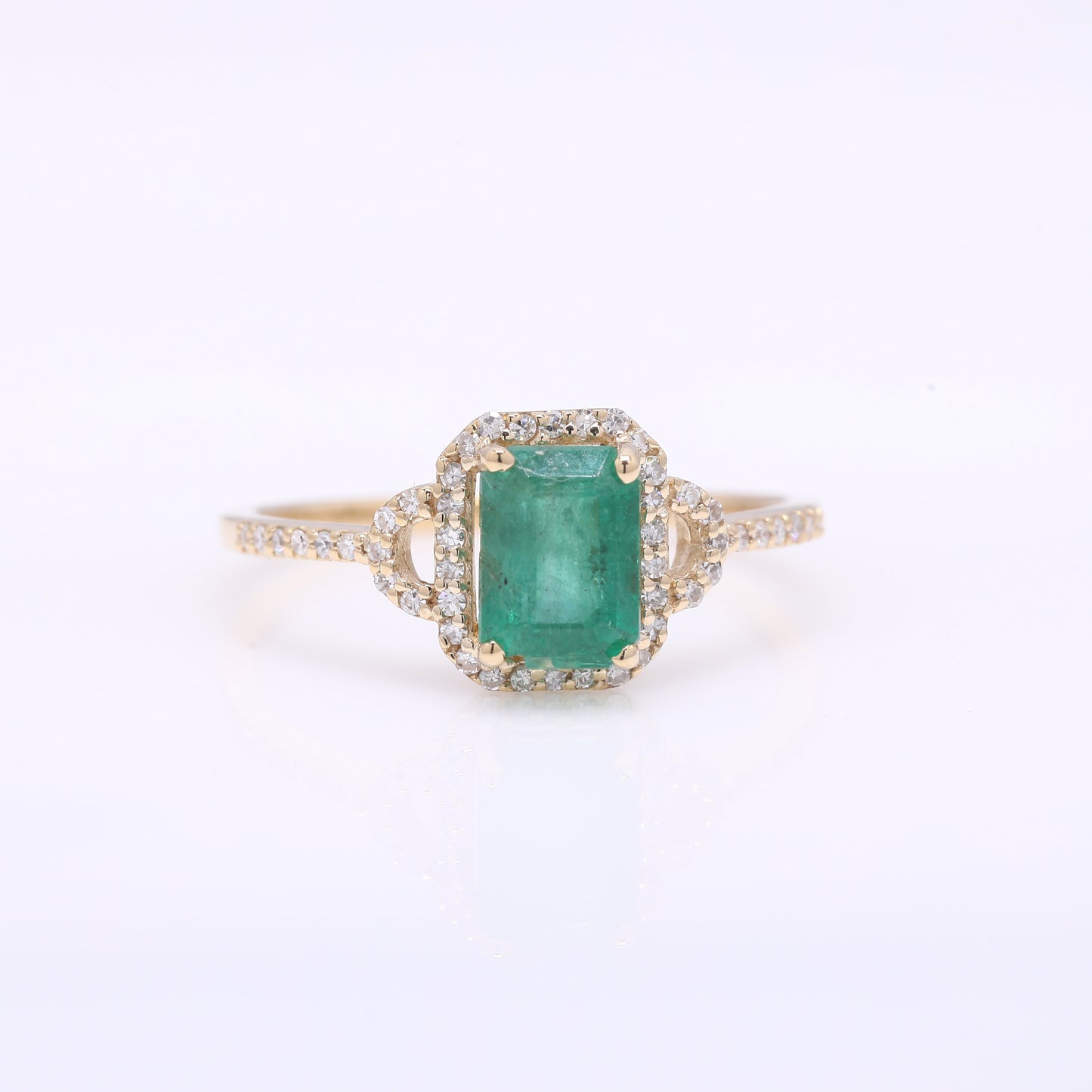 1.39 Ct Octagon Step Cut Natural Emerald 14K Gold Ring