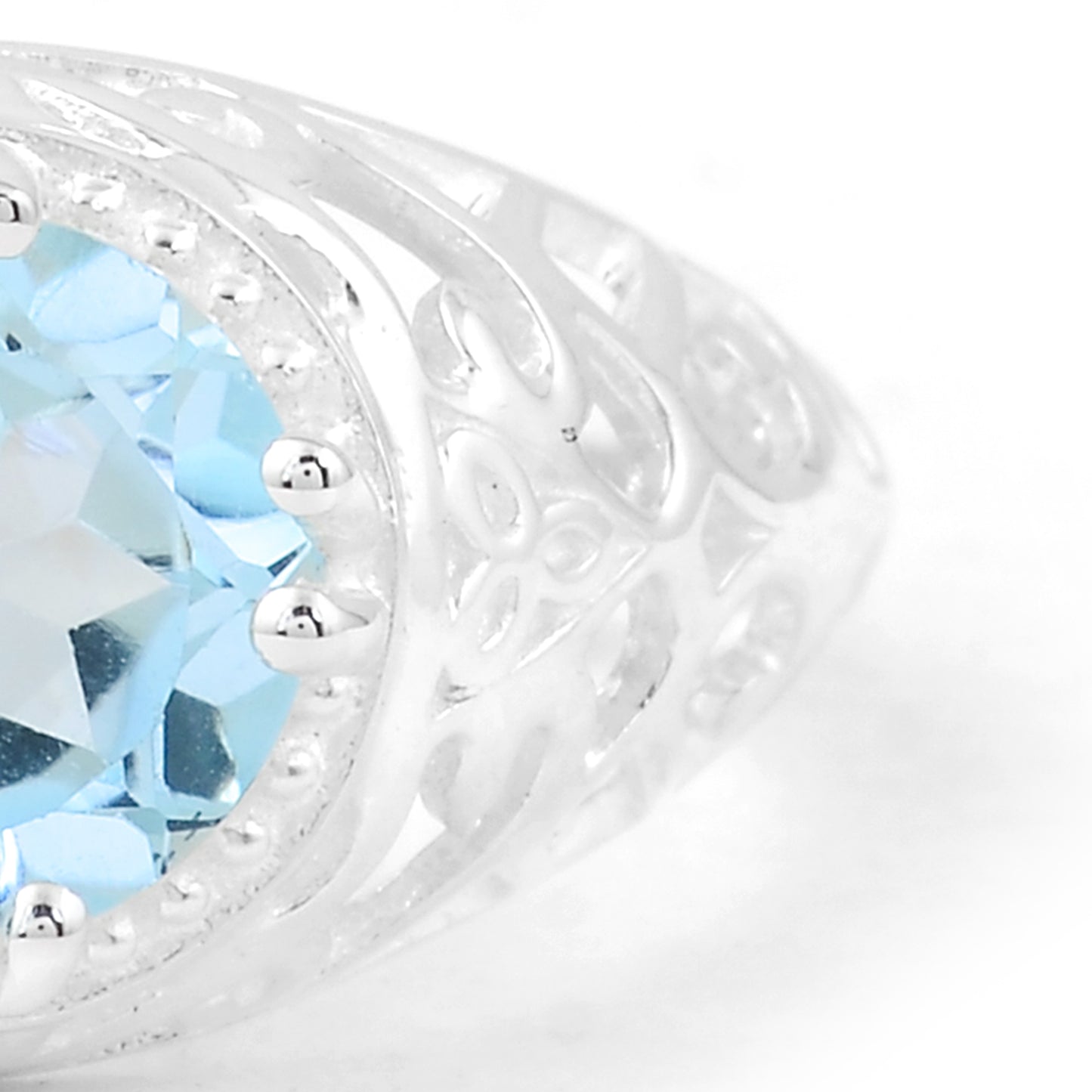 2.32 Ct Round Blue Topaz 925 Sterling Silver Ring