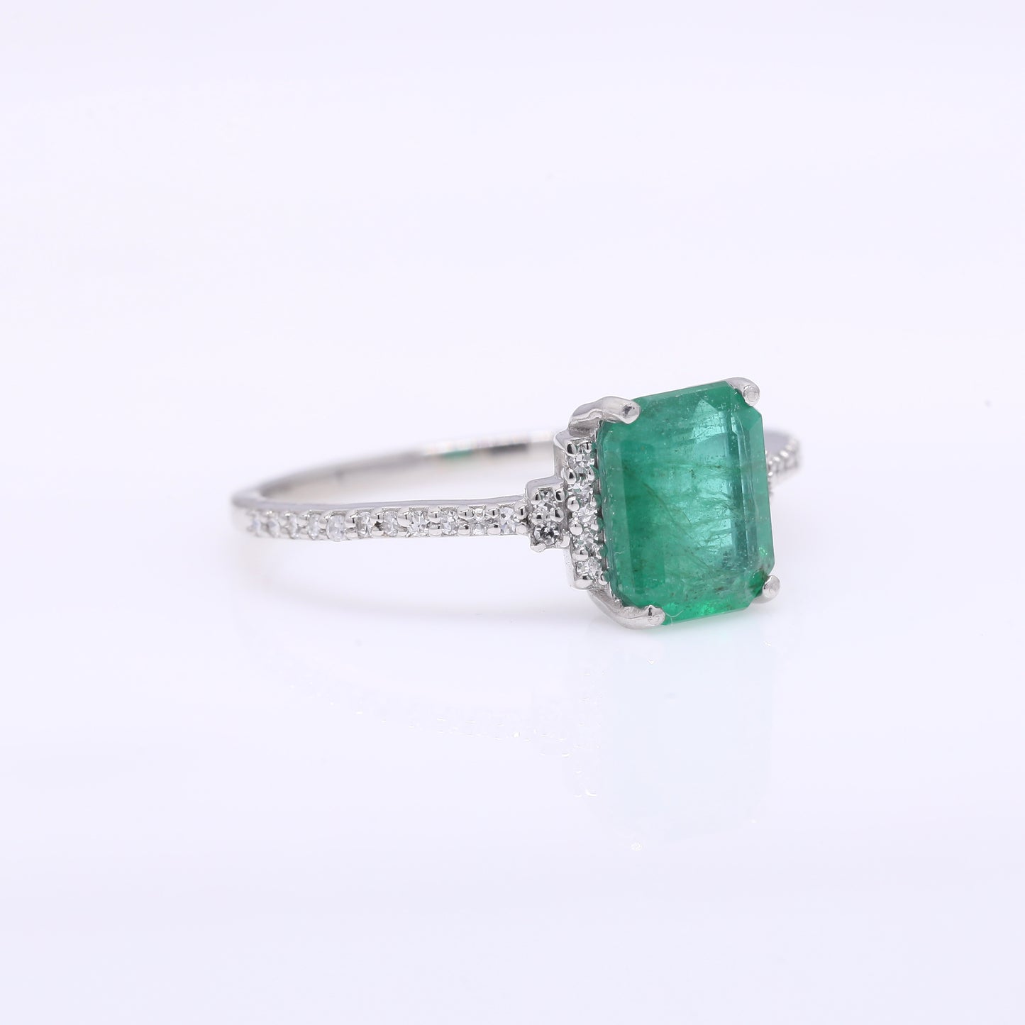 1.58 Ct Octagon Step Cut Natural Emerald 950 Platinum Ring