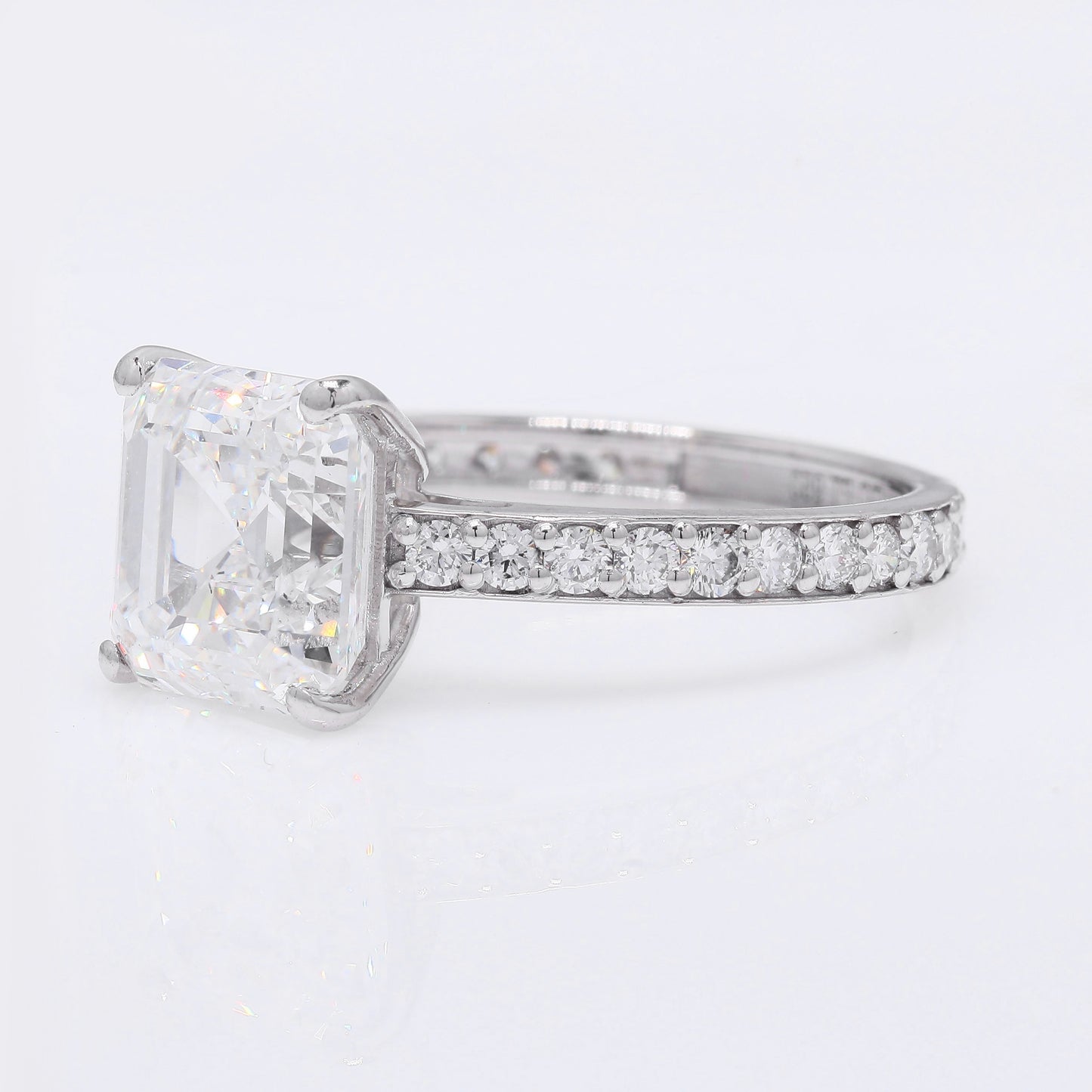 4.53 Ct Square Emerald Cut Lab Grown Diamond 950 Platinum Ring