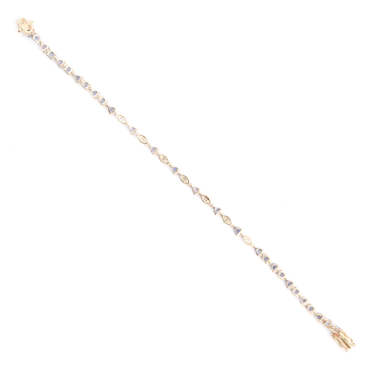 3.13 Ct Trillion Tanzanite 14K Gold Bracelet