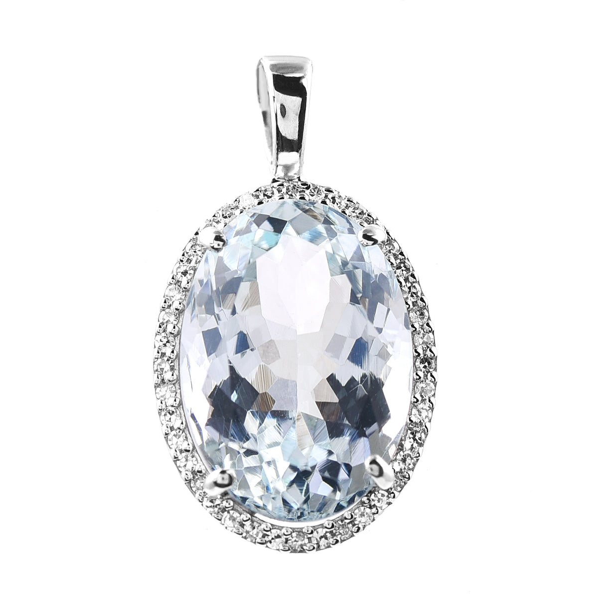 5.61 Ct Oval Mixed Cut Natural Aquamarine 950 Platinum Pendant