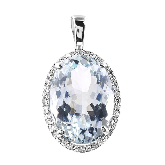 5.61 Ct Oval Mixed Cut Natural Aquamarine 950 Platinum Pendant
