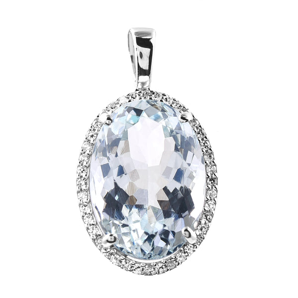 5.61 Ct Oval Mixed Cut Natural Aquamarine 950 Platinum Pendant