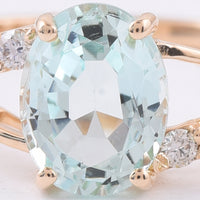 1.42 Ct Oval Natural Green Beryl 14K Gold Ring