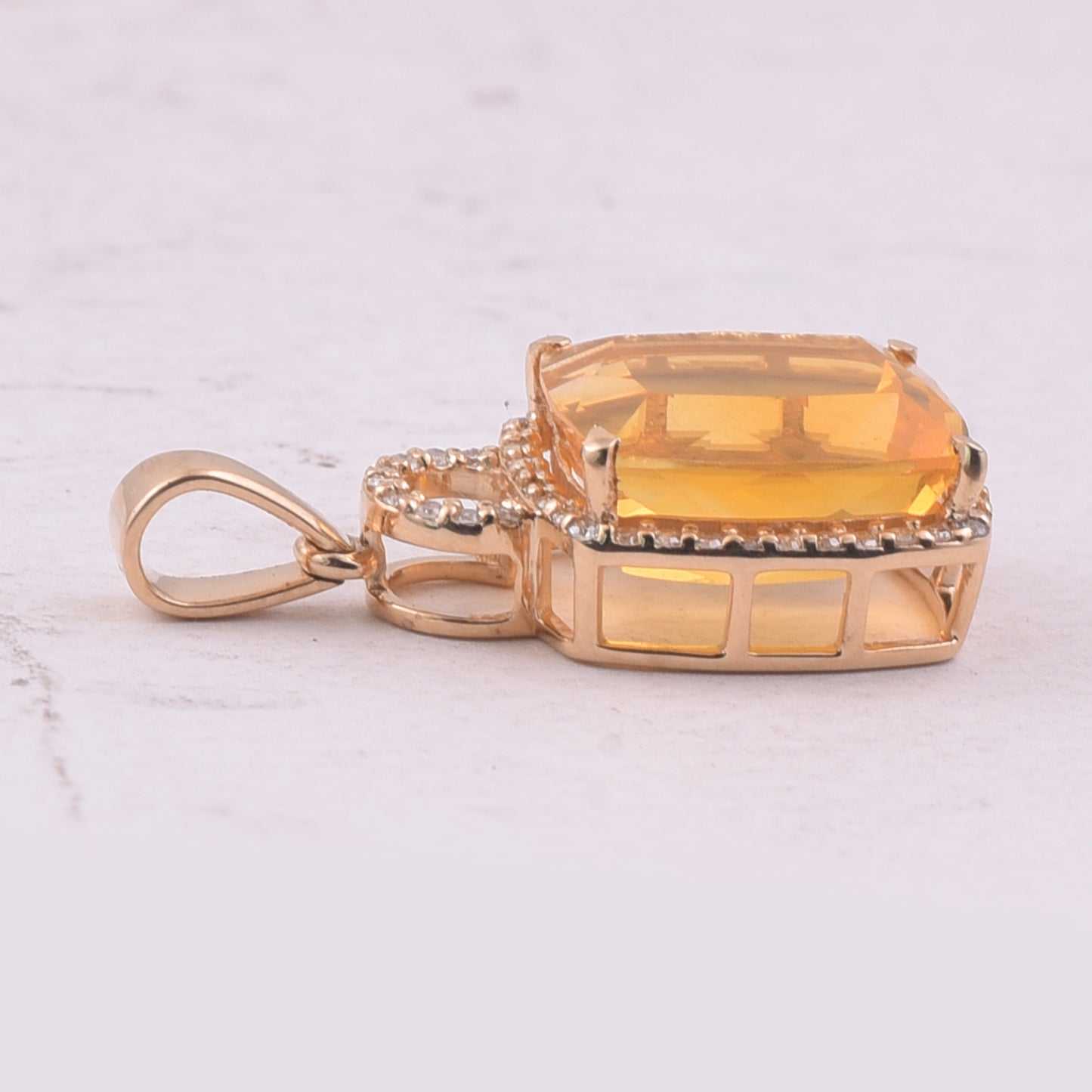3.05 Ct Cushion Mixed Cut Natural Fire Opal 14K Gold Pendant