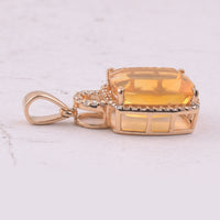 3.05 Ct Cushion Mixed Cut Natural Fire Opal 14K Gold Pendant