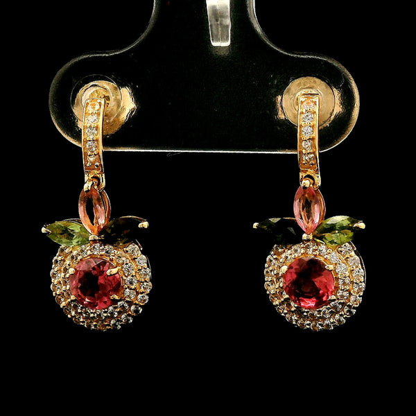 1.27 Ct Round Tourmaline 14K Gold Earrings