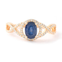 1.34 Ct Oval Mixed Cut Natural Sapphire 14K Gold Ring
