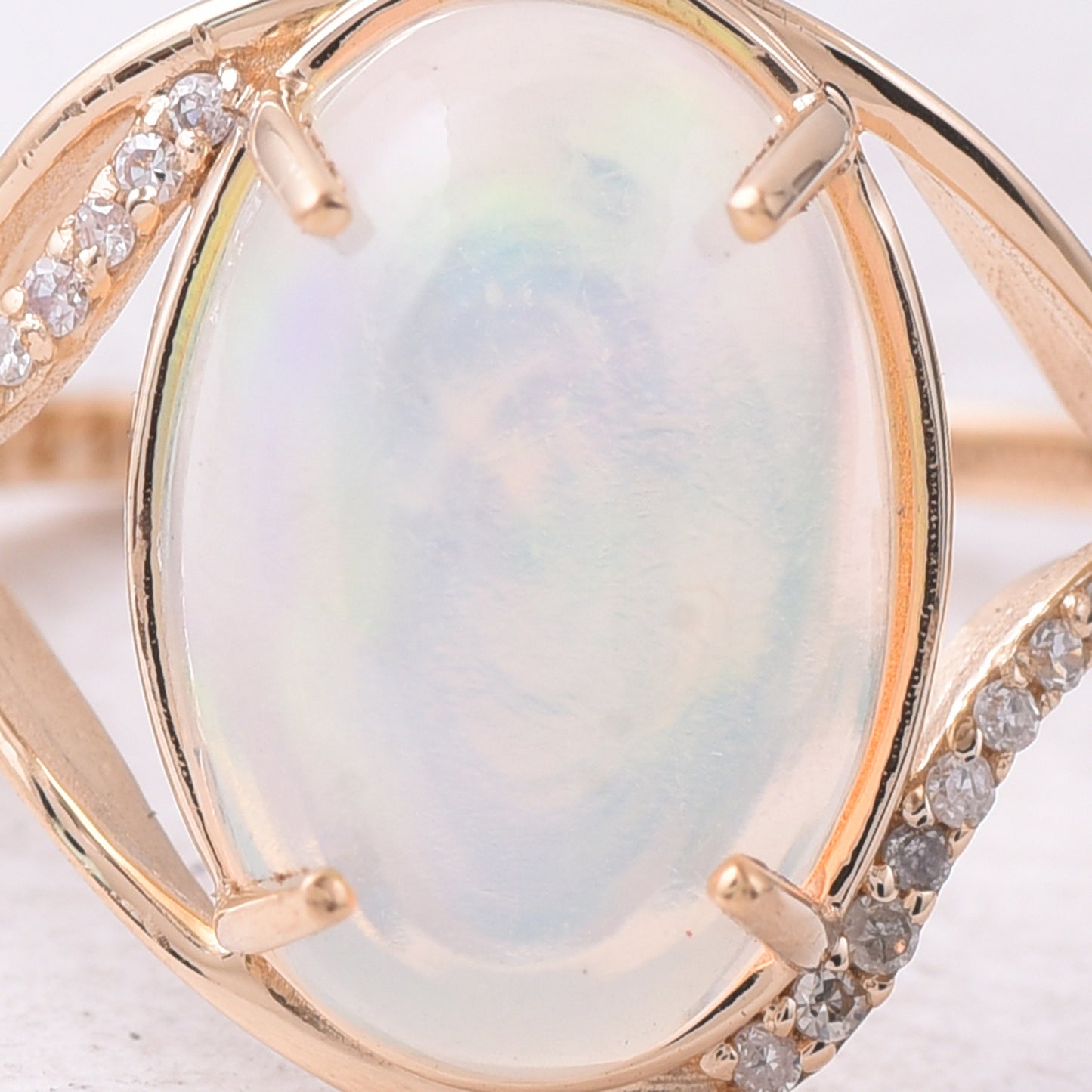 3.75 Ct Oval Cabochon Cut Natural Opal 14K Gold Ring