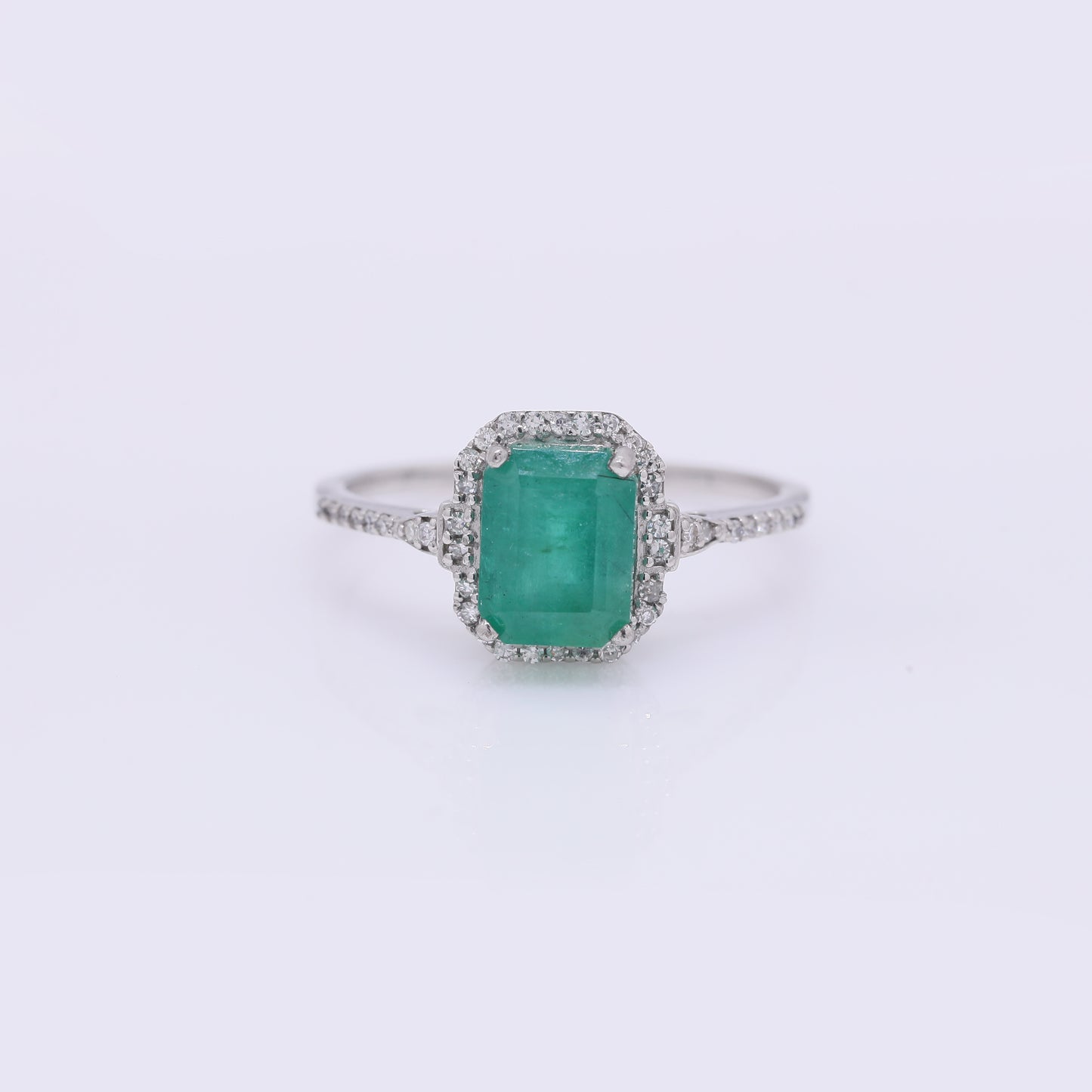 2.14 Ct Octagon Step Cut Natural Emerald 950 Platinum Ring