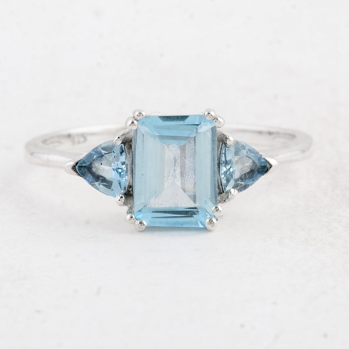 1.79 Ct Octagon Swiss Blue Topaz 925 Sterling Silver Ring