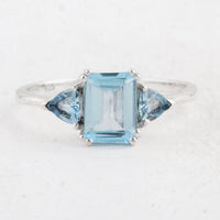 1.79 Ct Octagon Swiss Blue Topaz 925 Sterling Silver Ring