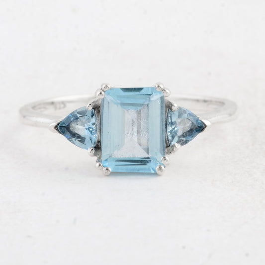 1.79 Ct Octagon Swiss Blue Topaz 925 Sterling Silver Ring