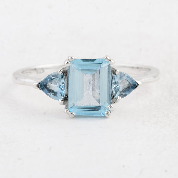 1.79 Ct Octagon Swiss Blue Topaz 925 Sterling Silver Ring