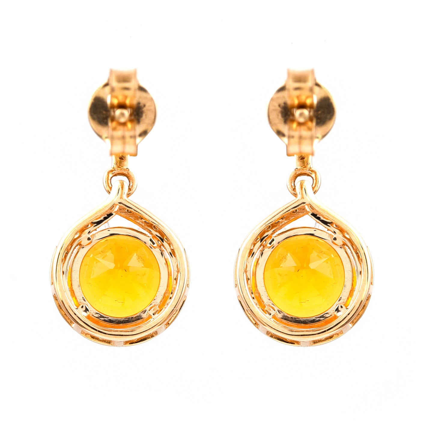 1.80 Ct Round Mixed Cut Natural Fire Opal 14K Gold Earrings